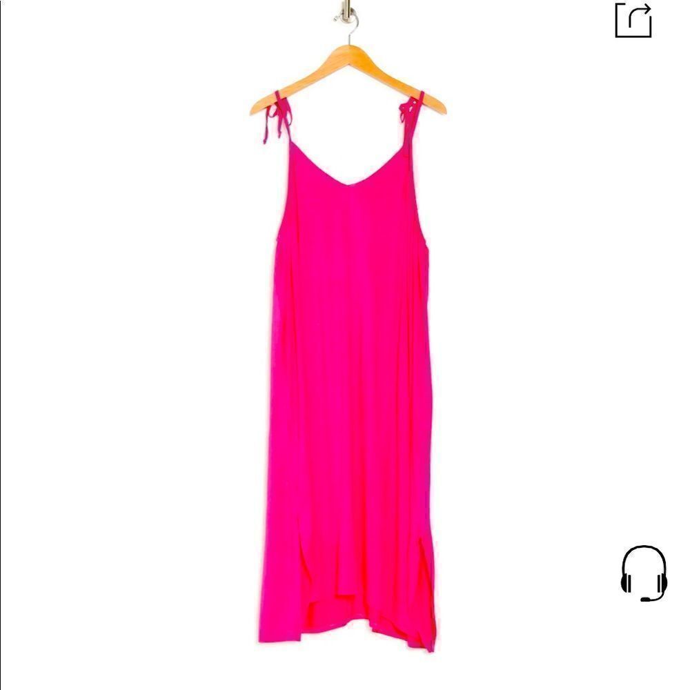 BOBEAU Tie Strap Knit Dress In Fuchsia Size S